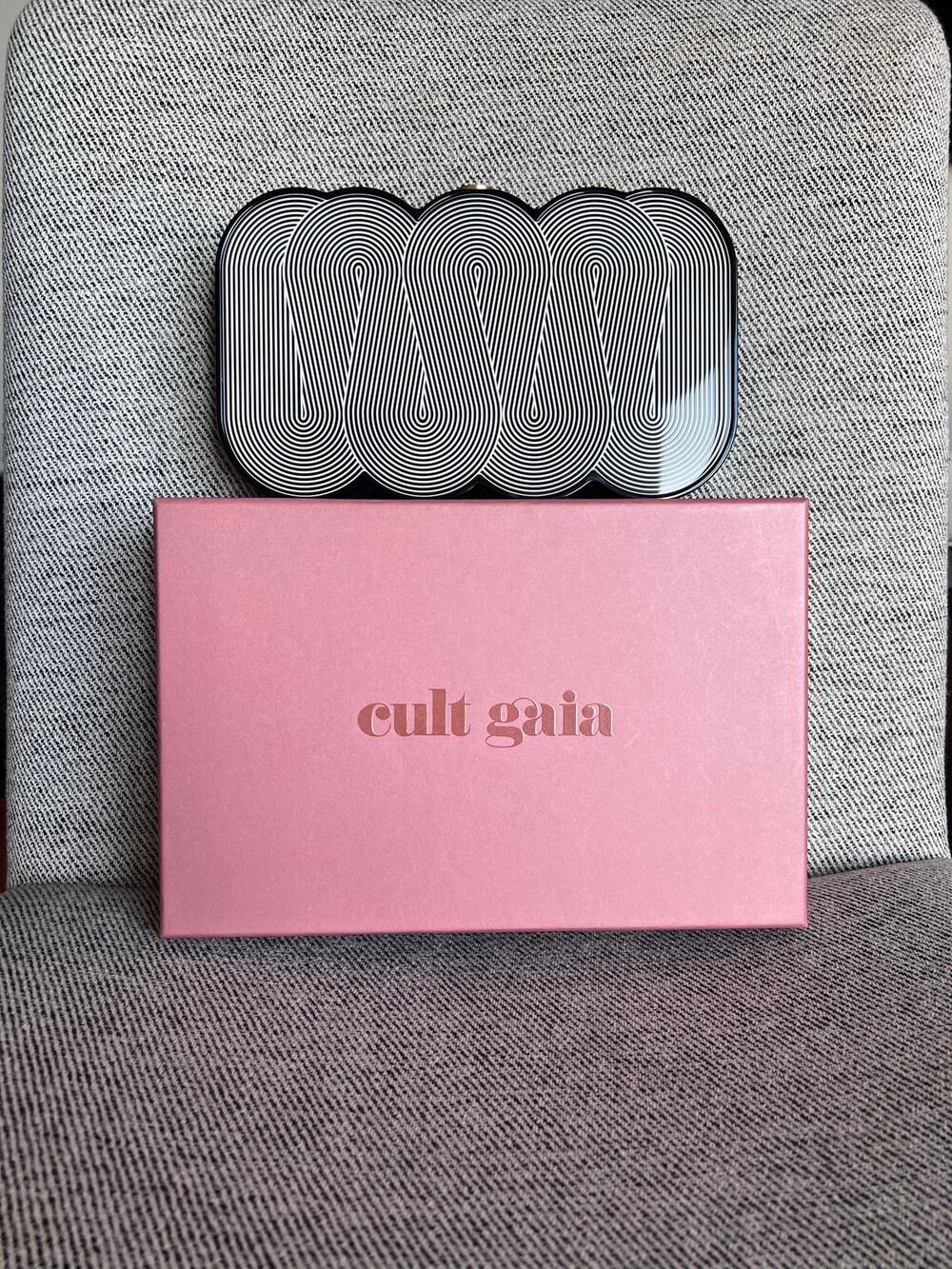 Cult Gaia Black and White Pippa clutch